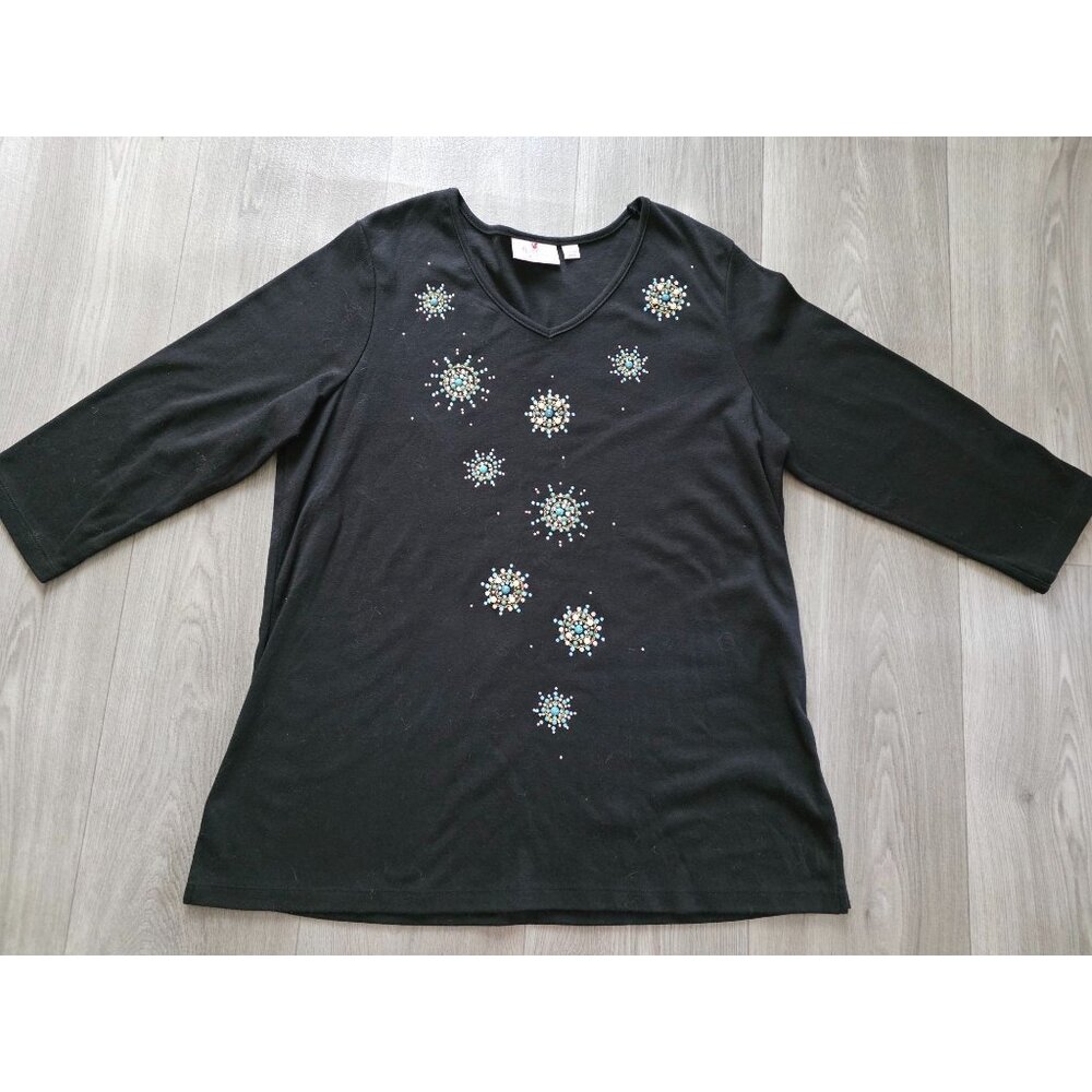 Quacker Factory Black Embellished Snowflake 3/4 S… - image 2